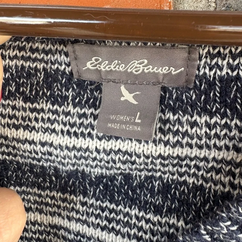 Eddie Bauer Women’s Striped Hooded Sweater Sz Large